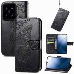 For Xiaomi 14 Pro Butterfly Love Flower Embossed Leather Phone Case(Black)