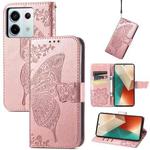 For Xiaomi Redmi Note 13 Pro Butterfly Love Flower Embossed Leather Phone Case(Rose Gold)