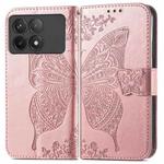 For Xiaomi Redmi K70 Butterfly Love Flower Embossed Leather Phone Case(Rose Gold)