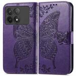 For Xiaomi Redmi K70 Butterfly Love Flower Embossed Leather Phone Case(Dark Purple)