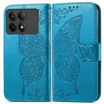 For Xiaomi Redmi K70E Butterfly Love Flower Embossed Leather Phone Case(Blue)