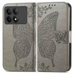 For Xiaomi Redmi K70E Butterfly Love Flower Embossed Leather Phone Case(Grey)