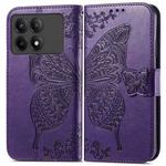 For Xiaomi Redmi K70E Butterfly Love Flower Embossed Leather Phone Case(Dark Purple)