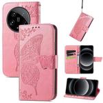 For Xiaomi 14 Ultra Butterfly Love Flower Embossed Leather Phone Case(Pink)