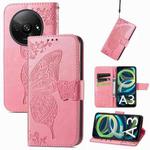 For Xiaomi Redmi A3 Butterfly Love Flower Embossed Leather Phone Case(Pink)