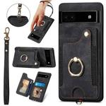 For Google Pixel 8 Pro Retro Skin-feel Ring Multi-card RFID Wallet Phone Case(Black)