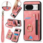 For Google Pixel 8a Retro Skin-feel Ring Multi-card RFID Wallet Phone Case(Pink)