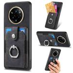 For Realme 14 Pro Retro Skin-feel Ring Card Wallet Phone Case(Black)
