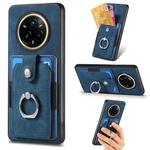 For Realme 14 Pro Retro Skin-feel Ring Card Wallet Phone Case(Blue)