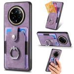For Realme 14 Pro Retro Skin-feel Ring Card Wallet Phone Case(Purple)