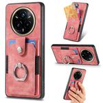 For Realme 13 Pro Retro Skin-feel Ring Card Wallet Phone Case(Pink)