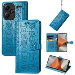 For Xiaomi Redmi Note 13 Pro+ Cat and Dog Embossed Leather Phone Case(Blue)