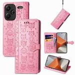 For Xiaomi Redmi Note 13 Pro+ Cat and Dog Embossed Leather Phone Case(Pink)