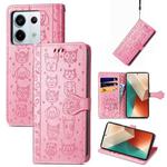 For Xiaomi Redmi Note 13 Pro Cat and Dog Embossed Leather Phone Case(Pink)