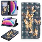 3D Colored Drawing Pattern Horizontal Flip Leather Case for  Huawei P20 Lite, with Holder & Card Slots & Wallet(Black Background Butterfly)