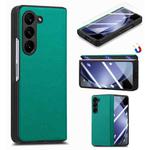 For Samsung Galaxy Z Fold5 5G Litchi Integrated Film Electroplated Magnetic Hinge Leather Phone Case(Green)