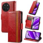 For Realme 11 4G Global CaseNeo Splicing Dual Magnetic Buckle Leather Phone Case(Red)