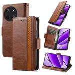 For Realme 11 4G Global CaseNeo Splicing Dual Magnetic Buckle Leather Phone Case(Brown)
