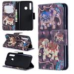 3D Colored Drawing Pattern Horizontal Flip Leather Case for Huawei Honor 10i / P Smart Plus, with Holder & Card Slots & Wallet(Two Elephants)