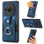 For Xiaomi Redmi A3 Retro Skin-feel Ring Card Wallet Phone Case(Blue)