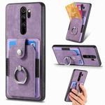 For Xiaomi Redmi Note 8 Pro Retro Skin-feel Ring Card Wallet Phone Case(Purple)