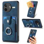 For Redmi K80 / Poco F7 Pro Retro Skin-feel Ring Card Wallet Phone Case(Blue)