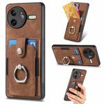 For Redmi K80 Pro / Poco F7 Ultra Retro Skin-feel Ring Card Wallet Phone Case(Brown)