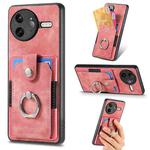 For Redmi K80 Pro / Poco F7 Ultra Retro Skin-feel Ring Card Wallet Phone Case(Pink)