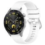 For Huawei Watch GT4 46mm 22mm Liquid Glossy Silver Buckle Silicone Watch Band(White)