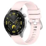 For Huawei Watch GT4 46mm 22mm Liquid Glossy Silver Buckle Silicone Watch Band(Pink)