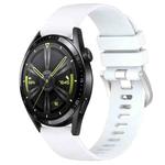 For Huawei Watch GT3 46mm 22mm Liquid Glossy Silver Buckle Silicone Watch Band(White)