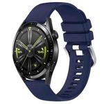 For Huawei Watch GT3 46mm 22mm Liquid Glossy Silver Buckle Silicone Watch Band(Dark Blue)