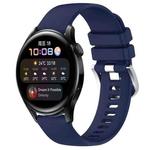 For Huawei Watch 3 22mm Liquid Glossy Silver Buckle Silicone Watch Band(Dark Blue)