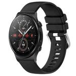 For Huawei Watch GT2 Pro 22mm Liquid Glossy Silver Buckle Silicone Watch Band(Black)