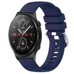 For Huawei Watch GT2 Pro 22mm Liquid Glossy Silver Buckle Silicone Watch Band(Dark Blue)