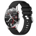 For Huawei Watch GT2 42mm 20mm Liquid Glossy Silver Buckle Silicone Watch Band(Black)