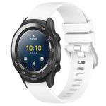 For Huawei Watch 2 20mm Liquid Glossy Silver Buckle Silicone Watch Band(White)