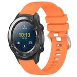 For Huawei Watch 2 20mm Liquid Glossy Silver Buckle Silicone Watch Band(Orange)