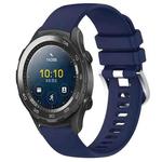 For Huawei Watch 2 20mm Liquid Glossy Silver Buckle Silicone Watch Band(Dark Blue)