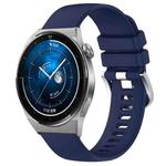 For Huawei Watch GT3 Pro 43mm 20mm Liquid Glossy Silver Buckle Silicone Watch Band(Dark Blue)