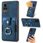 For vivo V21 5G Retro Skin-feel Ring Card Wallet Phone Case(Blue)