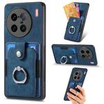 For vivo X90 Pro+ Retro Skin-feel Ring Card Wallet Phone Case(Blue)