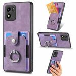 For vivo Y01 Retro Skin-feel Ring Card Wallet Phone Case(Purple)