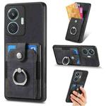 For vivo Y55 Retro Skin-feel Ring Card Wallet Phone Case(Black)