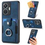 For vivo Y55 Retro Skin-feel Ring Card Wallet Phone Case(Blue)