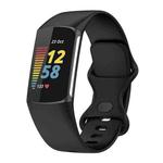 For Fitbit Charge 6 Solid Color Butterfly Buckle Silicone Watch Band, Size:L Size(Black)