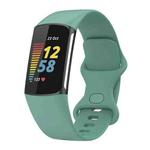 For Fitbit Charge 6 Solid Color Butterfly Buckle Silicone Watch Band, Size:S Size(Pine Green)