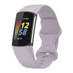 For Fitbit Charge 6 Solid Color Butterfly Buckle Silicone Watch Band, Size:S Size(Light Purple)