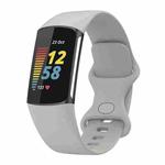 For Fitbit Charge 6 Solid Color Butterfly Buckle Silicone Watch Band, Size:S Size(Gray)