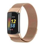 For Fitbit Charge 6 Milan Magnetic Metal Steel Mesh Watch Band(Rose Gold)